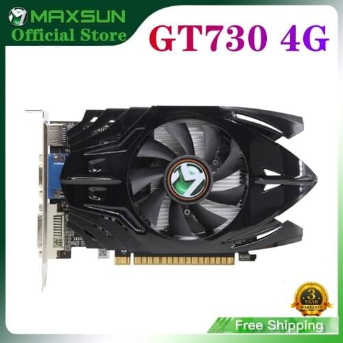 MAXSUN Full New NVIDIA GT 730 4GB GDDR3 VGA+DVI Computer PC Gaming Video 128Bit Graphics Card Nvidia GPU