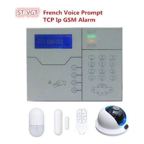 French Voice Prompt Most advanced RJ45 Internet Port WebIE Control TCP/IP Alarm System GSM Home Alarm System With Camera