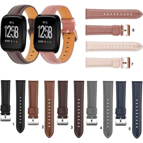 20mm 22mm Fashion Leather Watch Band Strap for Fitbit Versa Lite 2 Replacement Wrist strap Elegant Bracele