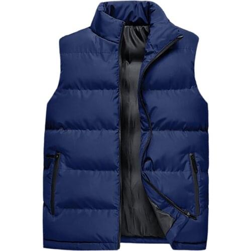 Men clothing men vests Winter Solid Color Sleeveless Vest Jacket Stand Collar Thick Warm Waistcoat erkekler ceket мужские жилеты