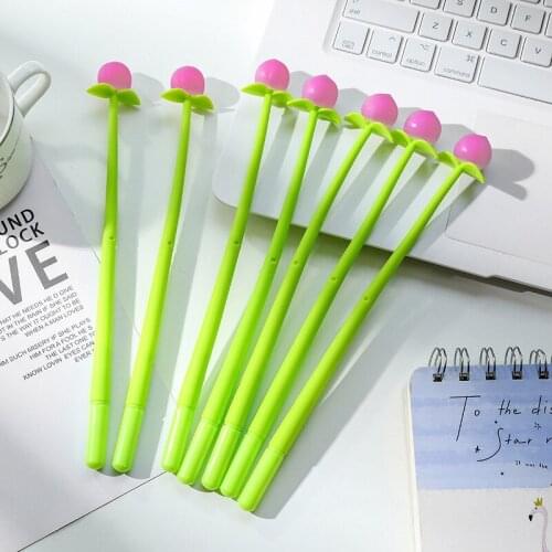 24PCs Creative Color Changing Pen Peach Shape Gel Ink Pens Set Students Test Neutral Pen Sun Color Changing School Stationery