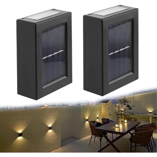 Solar Wall Light Outdoor Garden Waterproof Decorative Wall Lamp Solar Up Down Light Terrace Fence Stair Sun Powered Lighting