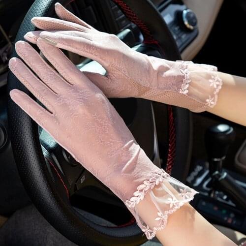 Non-Slip Full Finger Lace Gloves/Driving Sun Gloves /Driving Sweat Gloves for Women Girl ALS88