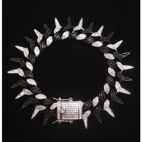 New Fashion Hip Hop19mm Thorns Miami Cuban Bracelet Iced Out Micro Pave Cubic Zirconia Curb Chains Bangle for Women Men Jewelry