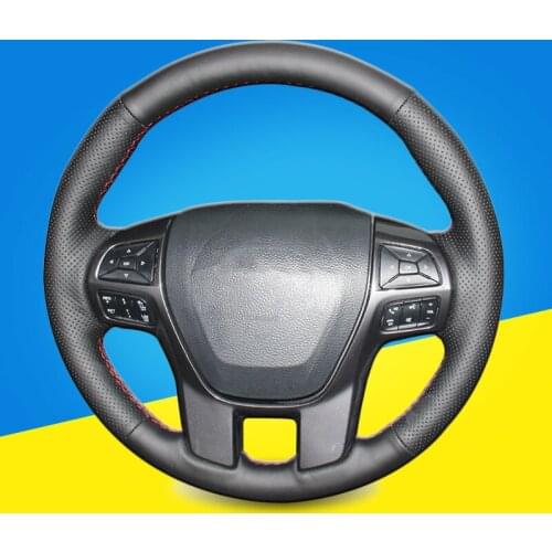 Auto Braid On The Steering Wheel Cover for Ford Ranger Everest 2016 DIY Car Steering Wheel Covers Leather Interior Accessories