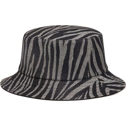2021 New Fashion Summer Black Zebra Striped Print Bucket Hats Reversible Fisherman Caps For Women Men Panama Gorras