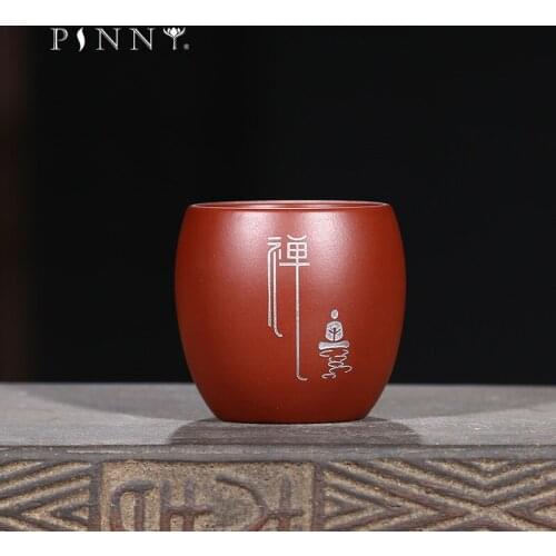 PINNY 80ml Yixing Purple Clay Zen Teacups Purple Sand Master Tea Cup Heat Resistant Tea Bowl Chinese Kung Fu Tea Accessories