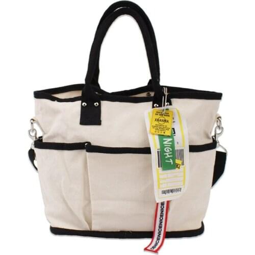 Korean Simple Canvas Handbag Casual Removable Shoulder Strap Messenger Bag Net Red Fashion Multi Pocket One Shoulder Bag