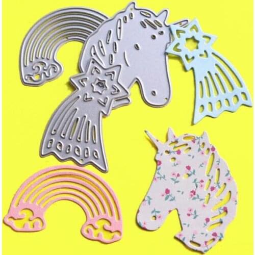 Surprise Creation Cutting dies Unicorn and Rainbow Star Scrapbook Cardmaking Paper craft DIY Stencil Metal dies