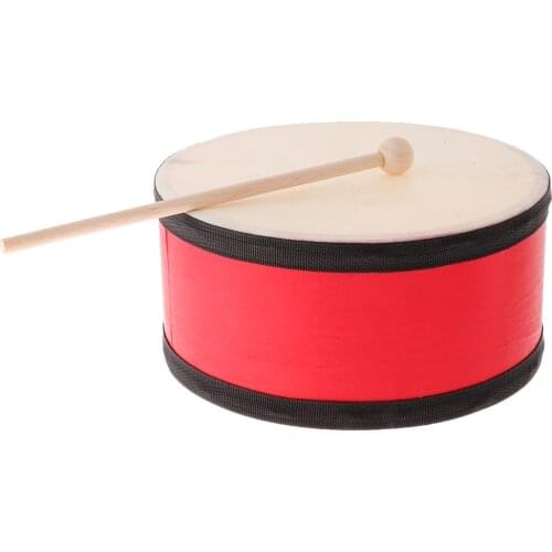 Hand Drum with Beater Red Drum Circle Kids Wooden Percussion Education Musical Instruments Educational Toys