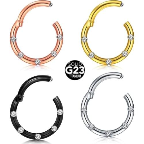 1Piece G23 Titanium Segment Hinged Rings Septum Nose Clicker Piercing Nose Lip Earrings Helix Nose Piercing Body Jewelry