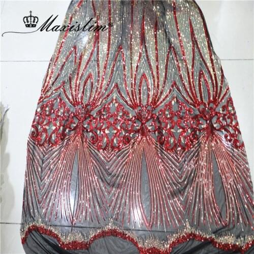 Blue Red NEW Sequins Fabric Colorful Striped Lace Embroidered Tulle Fabrics Evening Dress Sewing DIY Accessories Free Shipping