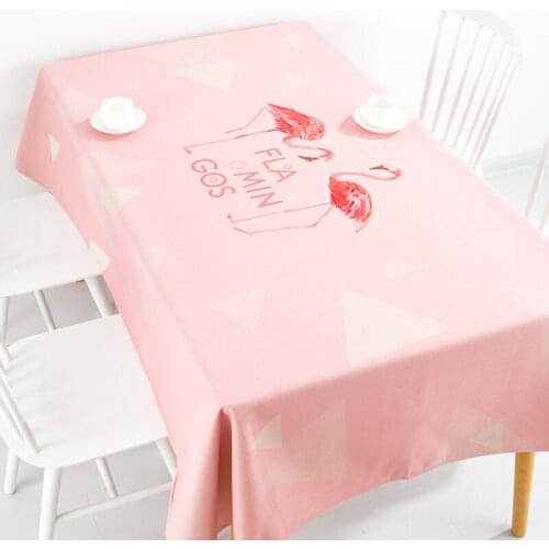 Flamingo ins pink European table cloth cotton and linen small fresh book tablecloth rectangular coffee table cloth tablecloth