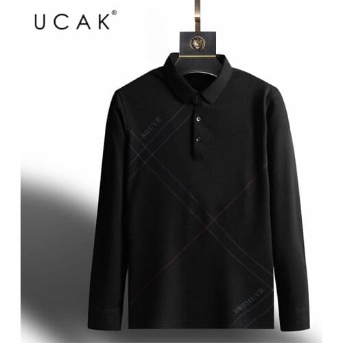 UCAK Brand Spring Autumn New Arrival Tops High Quality Casual Business Long Sleeve Turn-down Collar T-Shirt Men Clothes U5316