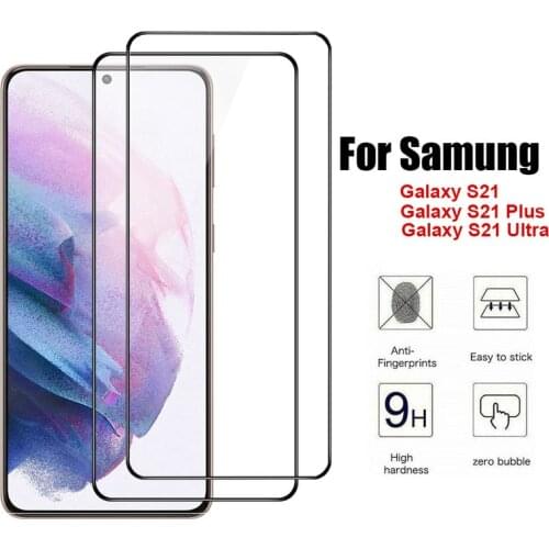 1/ 2pcs Tempered Glass for Samsung Galaxy S21 Plus Ultra Screen Protector Full Cover Curved Case Cover Film for Galaxy S21 Ultra