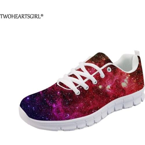 Twoheartsgirl Harajuku Womens Casual Flat Shoes Galaxy Design Sneaker Classic Lace-up Shoes Breathable Tennis Shoes Zapatillas