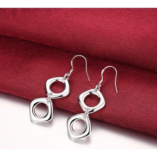 Factory direct sales High Quality Fashion Jewelry 925 Sterling Silver Earring for Woman square earrings for women luxury Gifts