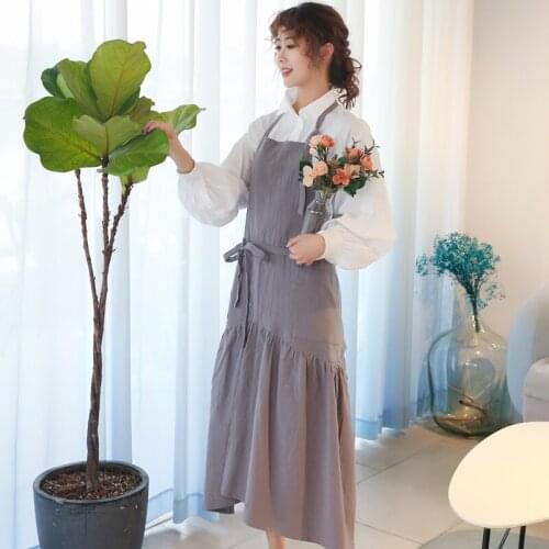 Cotton and linen fishtail female apron lengthened Slim flower shop nail linen kitchen baking studio home