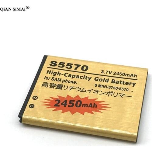 New EB494353VU 2450mAh Gold Battery For Samsung Galaxy S mini S5330 S5232 C6712 S5750 S5570 i559 Phone