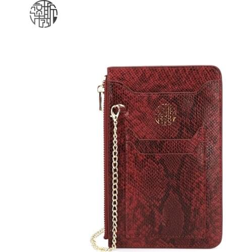 Zenos Animal Print High Quality Pu Snake Skin Embossed Mobile Phone Accesories Crossbody Mini Bag Wallet Bags