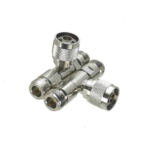 1pcs N male plug to two N Female Jack Triple T in Series Adapter Connector 3 way Lengthen Brass