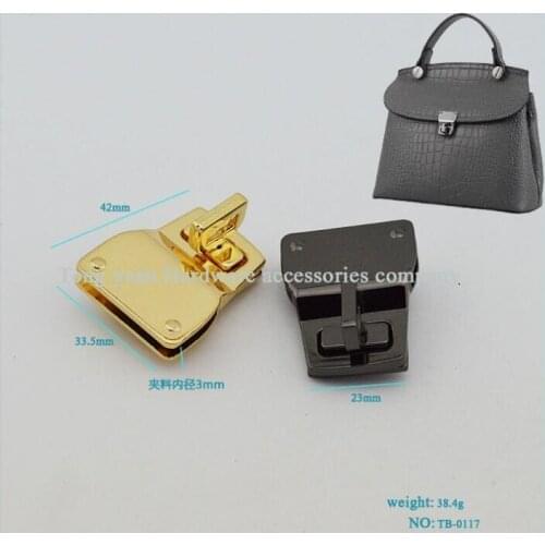 10 PC/lot) metal plating processing leather handbags diy premium brand alloy clip twist lock decorative accessories