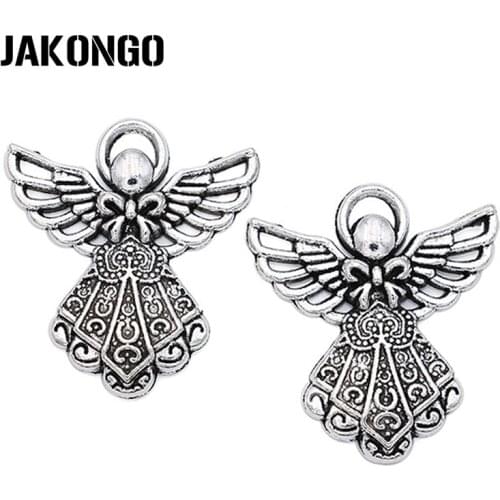 10pcs Antique Silver Plated Angel Charms Beads Pendants for Jewelry Making Bracelet DIY Handmade 26x23mm
