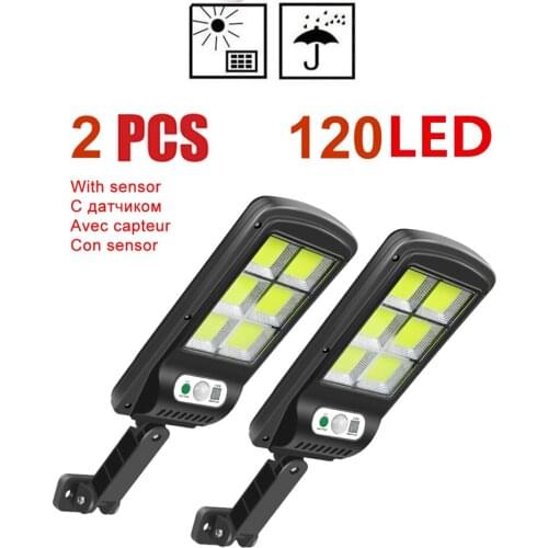 2pcs tabular oblong 120COB Solar LED Light Outdoor Motion Sensor Wide Angle Illumination Waterproof solar Wall lamp for Garden G