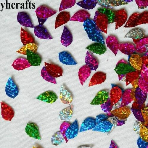 20gram/Lot 12x22mm Leaf with hole sequin Craft material Kindergarten crafts Intelligence Creative activity item Kids handy work