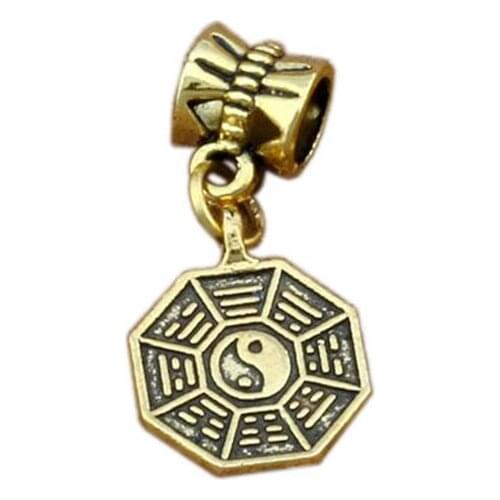 20Pcs /Lots Tai Chi Bagua Yin And Yang Five Lines Amulet Charm Big Hole Dangle European Beads Antique Gold Fit Bracelet