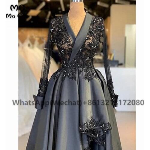 2021 Dark Grey Illusion Long Sleeves Prom Evening Dress Long Appliques Beaded Satin Dancing Womens Evening Gown Custom Made