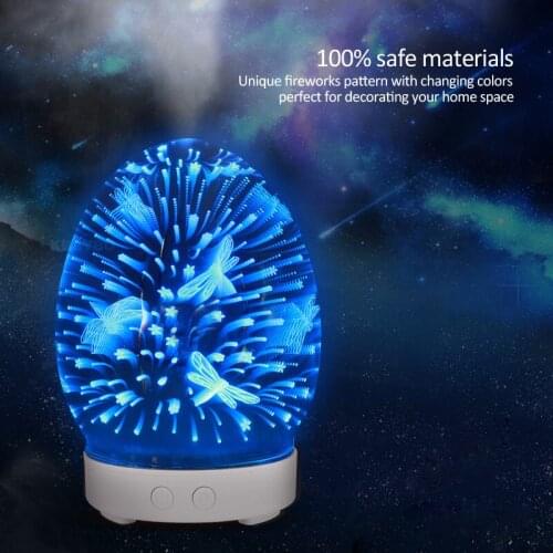 3D flower vase lamp Night light LED with 7color bulbs diffuser humidification mist creative purified air plug dragonfly firework