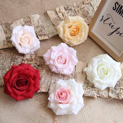 5pcs Diameter 9cm curled corner rose fake flower head high-grade artificial flower wedding flower wall Festive party decoration