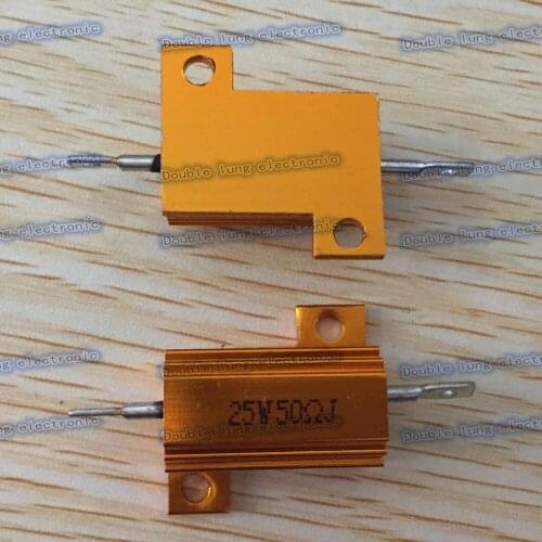 50pcs/lot 25W Golden Aluminium Resistor 50R 50 ohm Gold Aluminium Shell Resistance