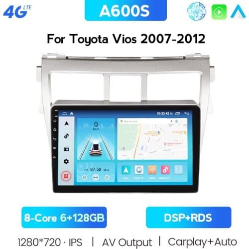 IPS 2DIN Android 10 Car Radio For Toyota Vios Yaris 2007-2012 Automotive GPS Navigation Multimedia Stereo Support 4G DVD Player