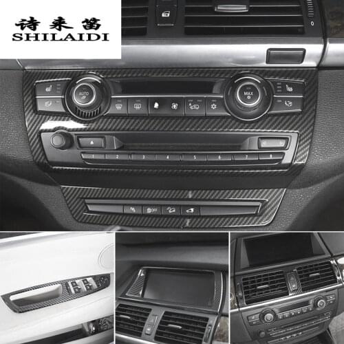 Car Styling Carbon fiber Interior navigation Decoration Strip Frame Cover Trim Sticker For BMW X5 X6 E70 E71 E72 SAV Accessories
