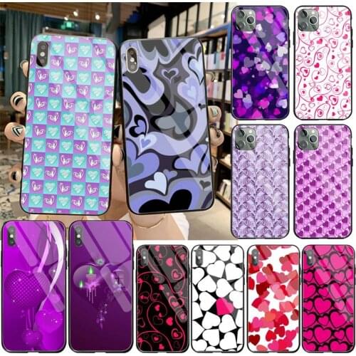 Purple heart swirl pattern Phone Case Tempered Glass For iPhone 12 pro max mini 11 Pro XR XS MAX 8 X 7 6S 6 Plus SE 2020 case
