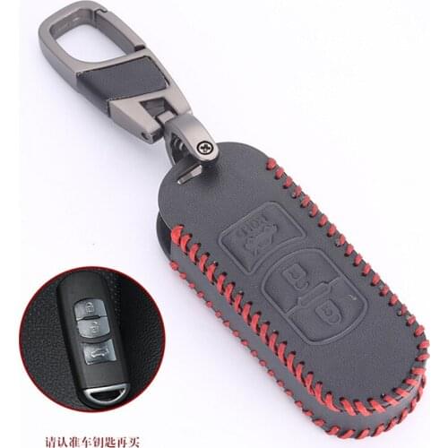 Leather Car Key Cover For Mazda 2 3 6 CX-5 CX-7 Smart Remote Control Fob Case Keychain Holder Protector 3 Buttons Key Bag
