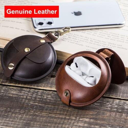 Genuine Leather Case for Apple AirPods Pro Bag Gen Cable Earphones Storage Organizer Coin Wallet Pouch Cover for Airpods 3rd