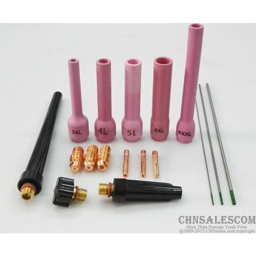 CHNsalescom 17 pcs TIG Welding Torch Long Nozzle part Kit for WP-9 WP-20 WP-25 WP Tungsten