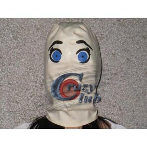 Crazy club_Customized Comedic funny Latex Hood Mask Fetish Latex mannequin hood mask Latex Carton eyes Masked Sale Fast Delivery