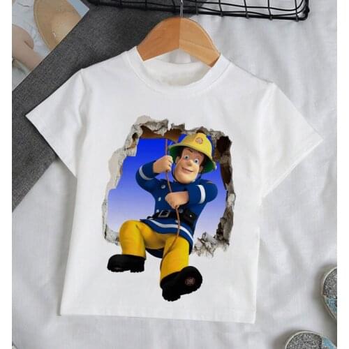 Children Cartoon Fireman Sam Printed Funny T Shirt Kids Summer Tops Baby Girls Boys Great Casual Harajuku T-shirt Round Neck