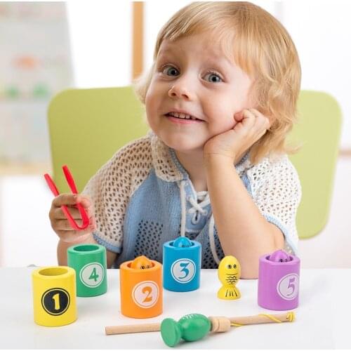 Childrens Wooden Toys Montessori Early Learning Cognitive Color Classification Digital Magnetic Fishing Game Educational Toys