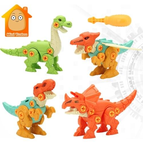 DIY Disassembly Dinosaur Toy Cartoon Nut Screw Driver Assembly Model Set Plastic Blocks Game Educational Toys For Children Gift