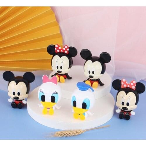 Disney Mickey Minnie Donald Duck Toy Doll Q Version Mickey Hand-made Kids Gift Anime Cartoon Car Decoration Cake Decoration