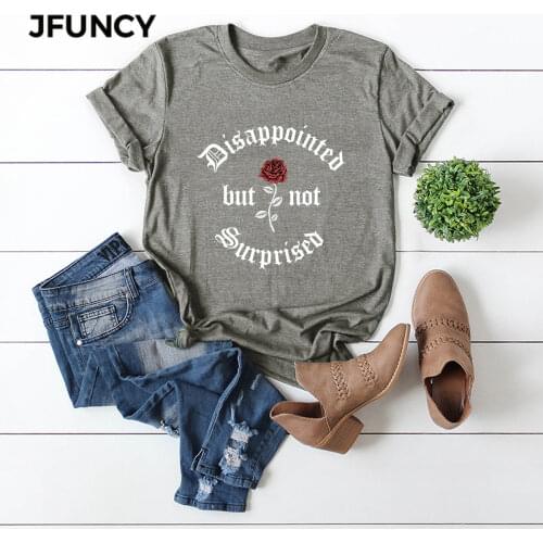 JFUNCY Plus Size Women Tops Cotton T-shirt Summer Short Sleeve Oversize Tshirt Flower Print Casual Loose Female Tee Shirts
