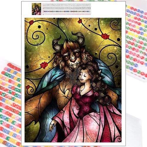 Diamond Painting Disney Cartoon Beauty and Beast 5D DIY Cross Stitch Art Mosaic Embroidery Full Square Home Decoration Kids Gift