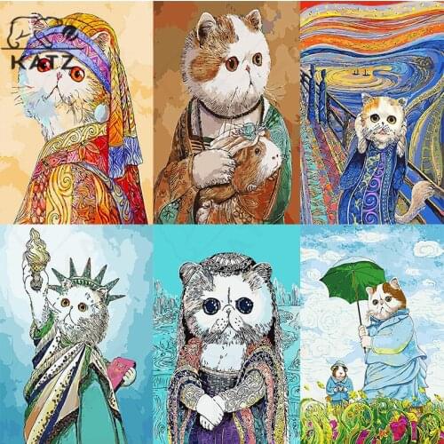 Oil Painting Cat Diamond Painting Animal Embroidery Crossing Diy Graffiti Mosaic Art Gift Cross Stitch Home Decoration