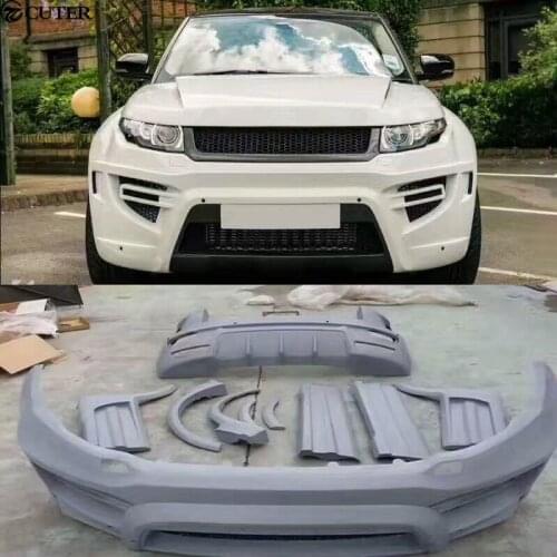 Wide Car body kit PU Unpainted front Rear bumper side skirts Round eyebrows for Land Rover Range Rover Evoque onyx style 14-17