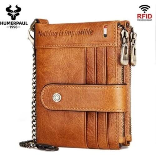 Cow Leather Rfid Genuine Leather Wallets Men Wallet Credit Business Card Holders Vintage Brown Leather Wallet Purses Quality